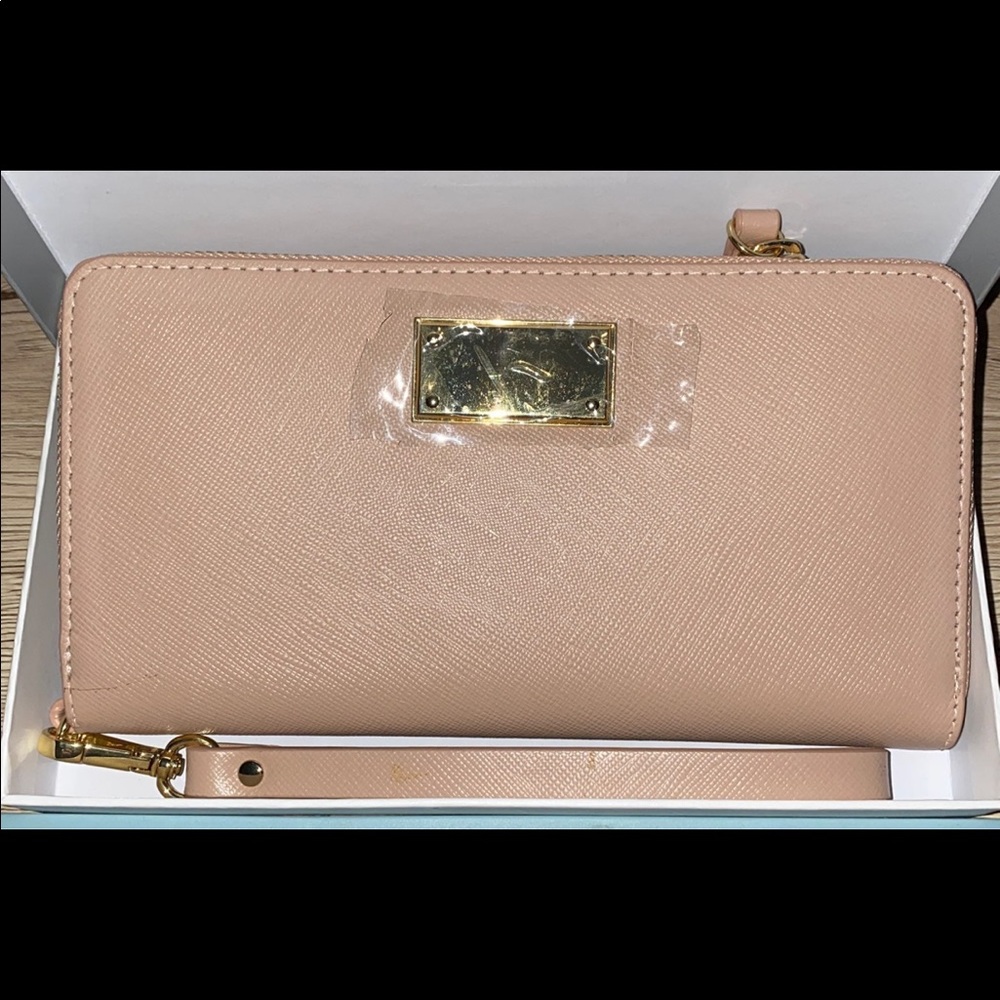 Leather Wristlet Wallet NIB Rose Pink